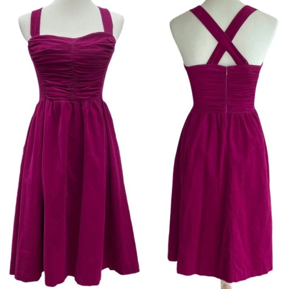 NWOT Anthropologie HD in Paris Purple Paca Fine Corduroy Dress Size 2